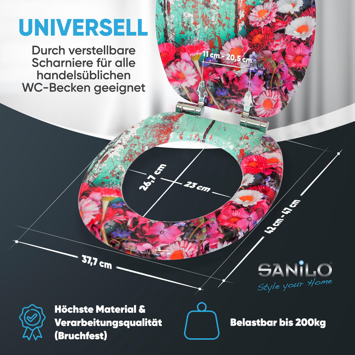 WC-SITZ mit Absenkautomatik Spring - Türkis, Holzwerkstoff (38/6/47cm) - Sanilo