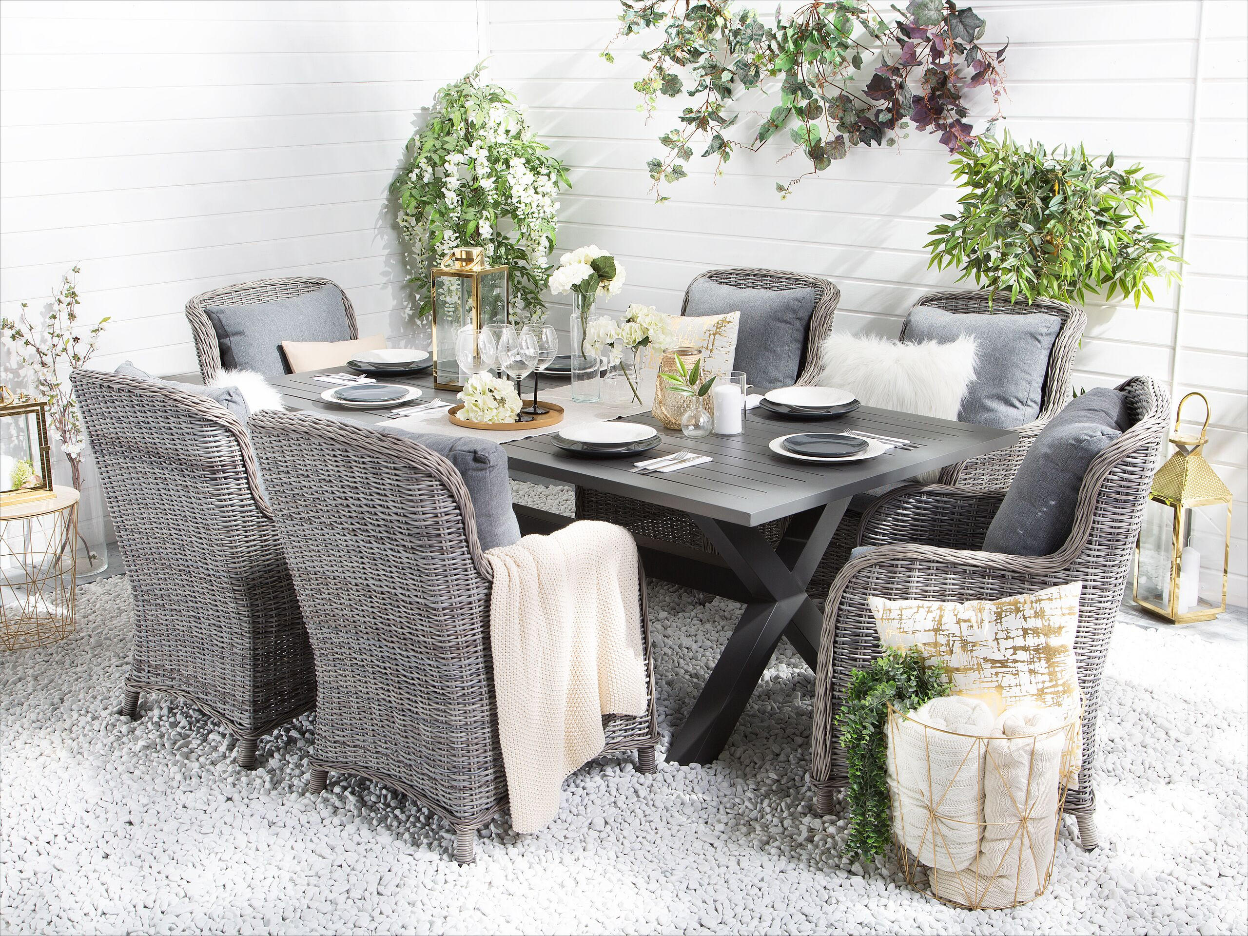 GARTENTISCH Aluminium grau 200/105 cm Cascais - Grau, Metall (200/105/74cm) - Beliani