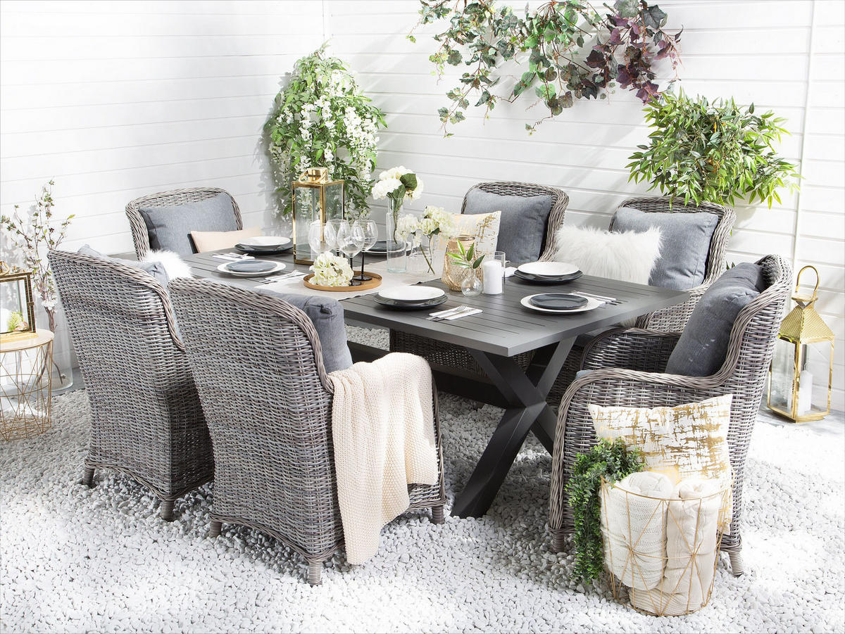 GARTENTISCH Aluminium grau 200/105 cm Cascais - Grau, Metall (200/105/74cm) - Beliani