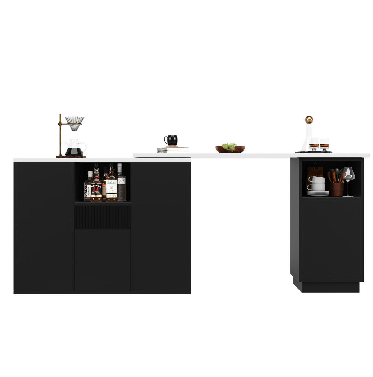 BARTISCH drehbar mit Stauraum 210 x 30 x 100,9 cm Schwarz - Schwarz, Holz (30/100.9/210cm) - Beauniv