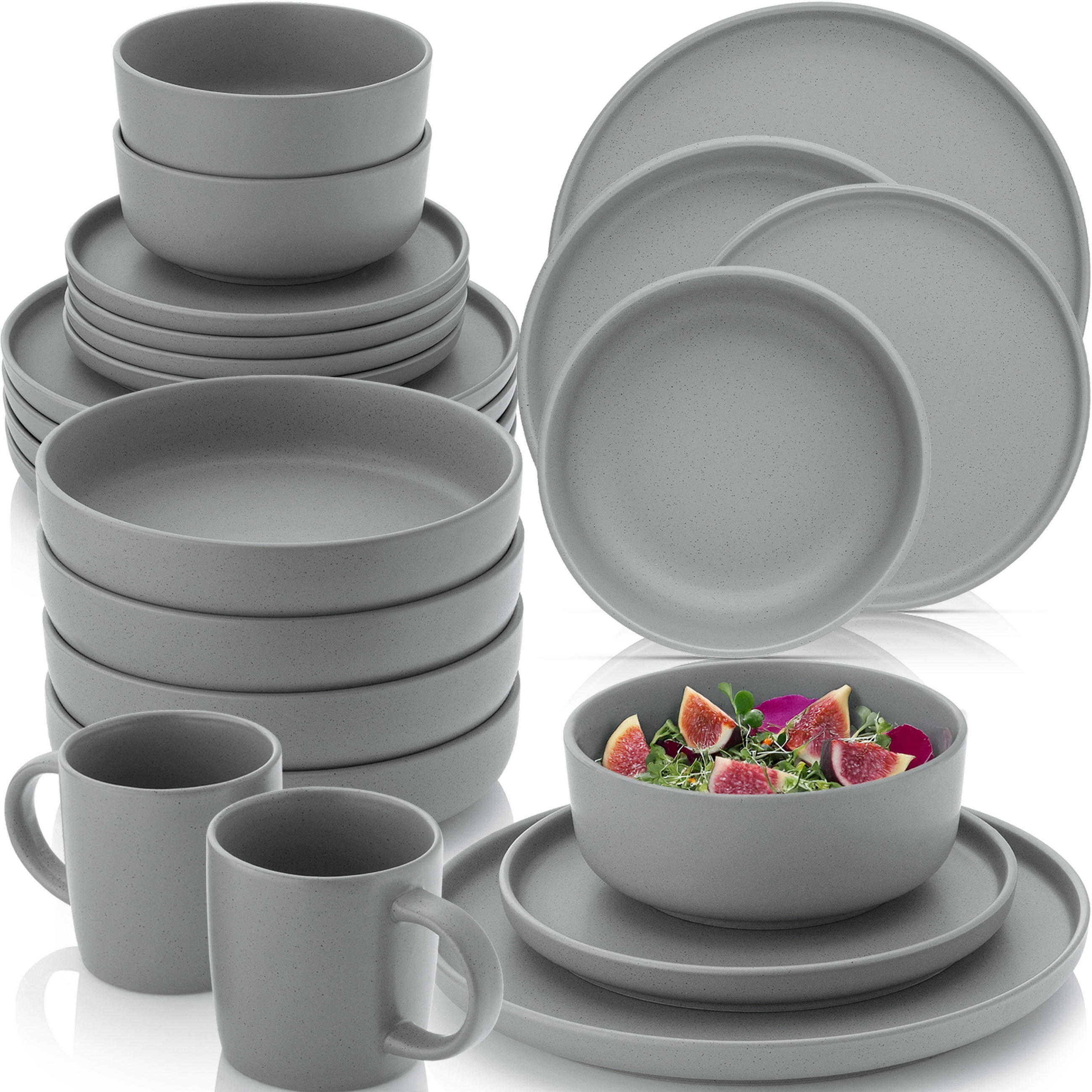 KOMBISERVICE LEEDS SHADOW - 30 teilig aus Steingut - Grau, Stein (26.5/9.5/26.5cm) - Sänger