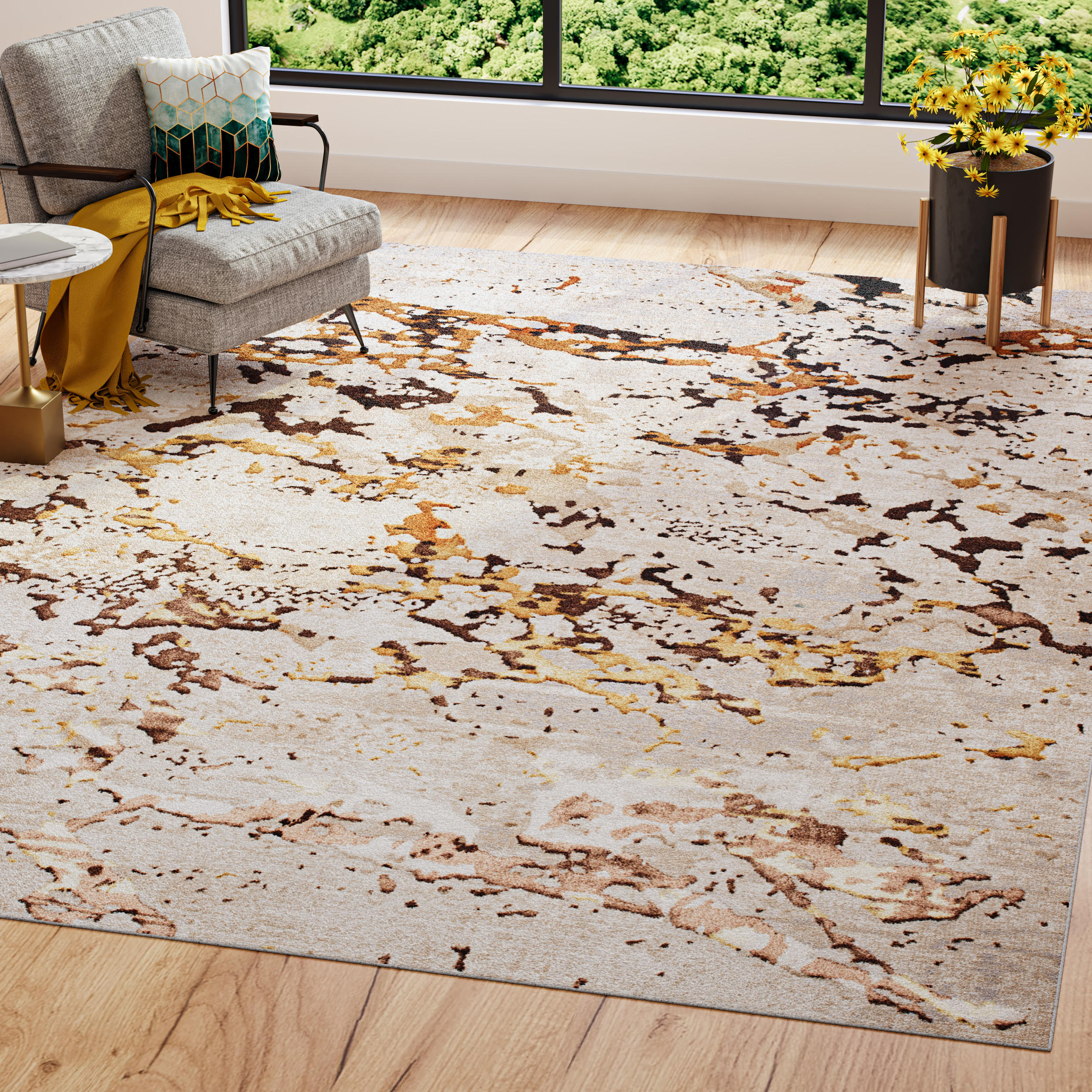 TEPPICH GOLDEN Creme 140/200 cm - Creme, Kunststoff (140/200cm) - Tapiso
