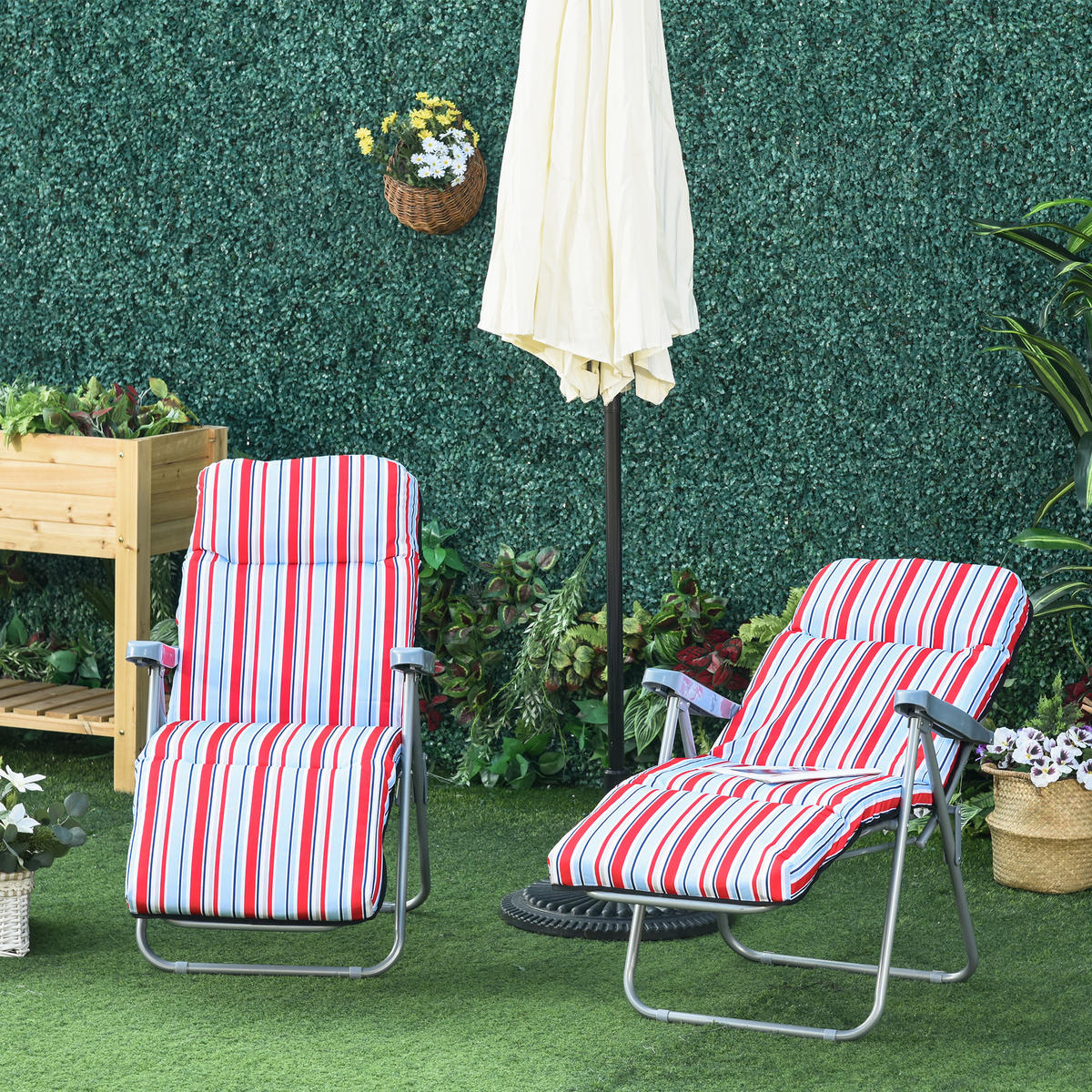 KLAPPBAR SONNENLIEGE, 60 x 75 x 65-102 cm, Stahl, Polyester, Rot - Rot, Kunststoff (75/102/60cm) - Outsunny