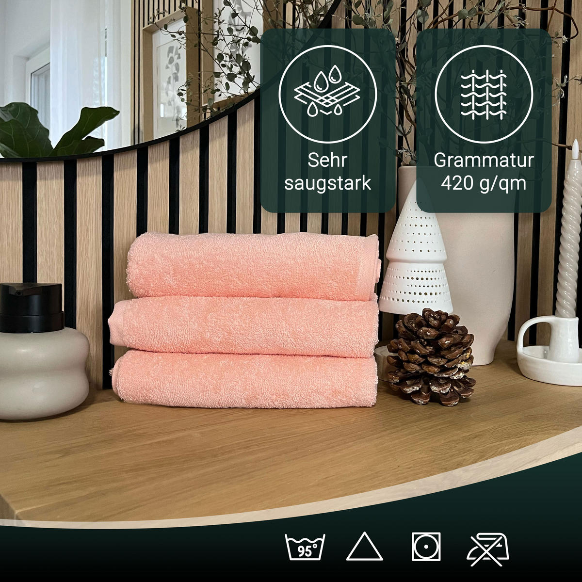 BADETUCH, 2er-Set, 100x150 cm, 100% Baumwolle, Rosa - Orange, Textil (100/150cm) - Zollner