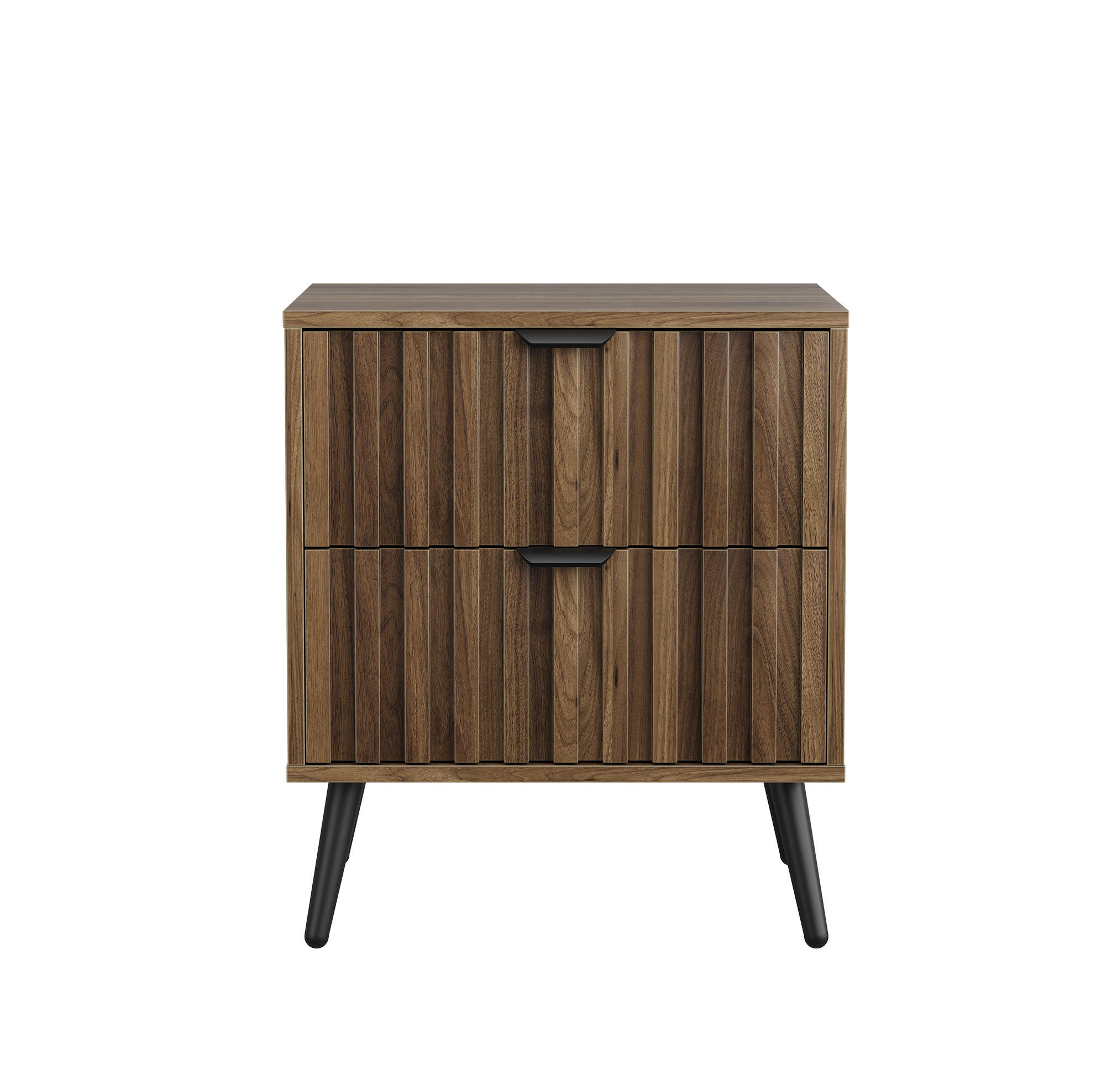 Modfu NOČNÍ stolek z MDF 45x40x53 cm ořechová barva se 2 zásuvkami a kovovými nohami