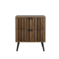 NACHTTISCH aus MDF 45x40x53 cm Walnuss mit 2 Schubladen und Metallbeinen im modernen Design - Walnussfarben, Holzwerkstoff (45/53/40cm) - Modfu