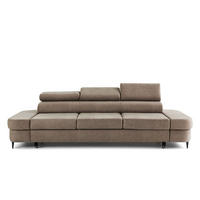 3-SITZER Sofa PRIAM mit Schlaffunktion 125x277 Velours Beige - Beige/Schwarz, Holz/Textil (278/95/102cm) - Muffo