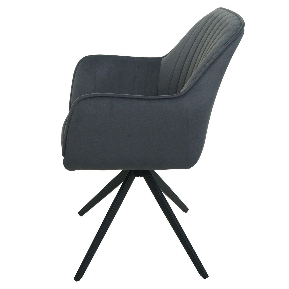 ESSZIMMERSTUHL 2er-Set 87x58x55cm Sitzhöhe 46cm drehbar Auto-Position Stoff/Textil Anthrazit - Anthrazit, Textil (58/87/55cm) - CHEFGASTRO
