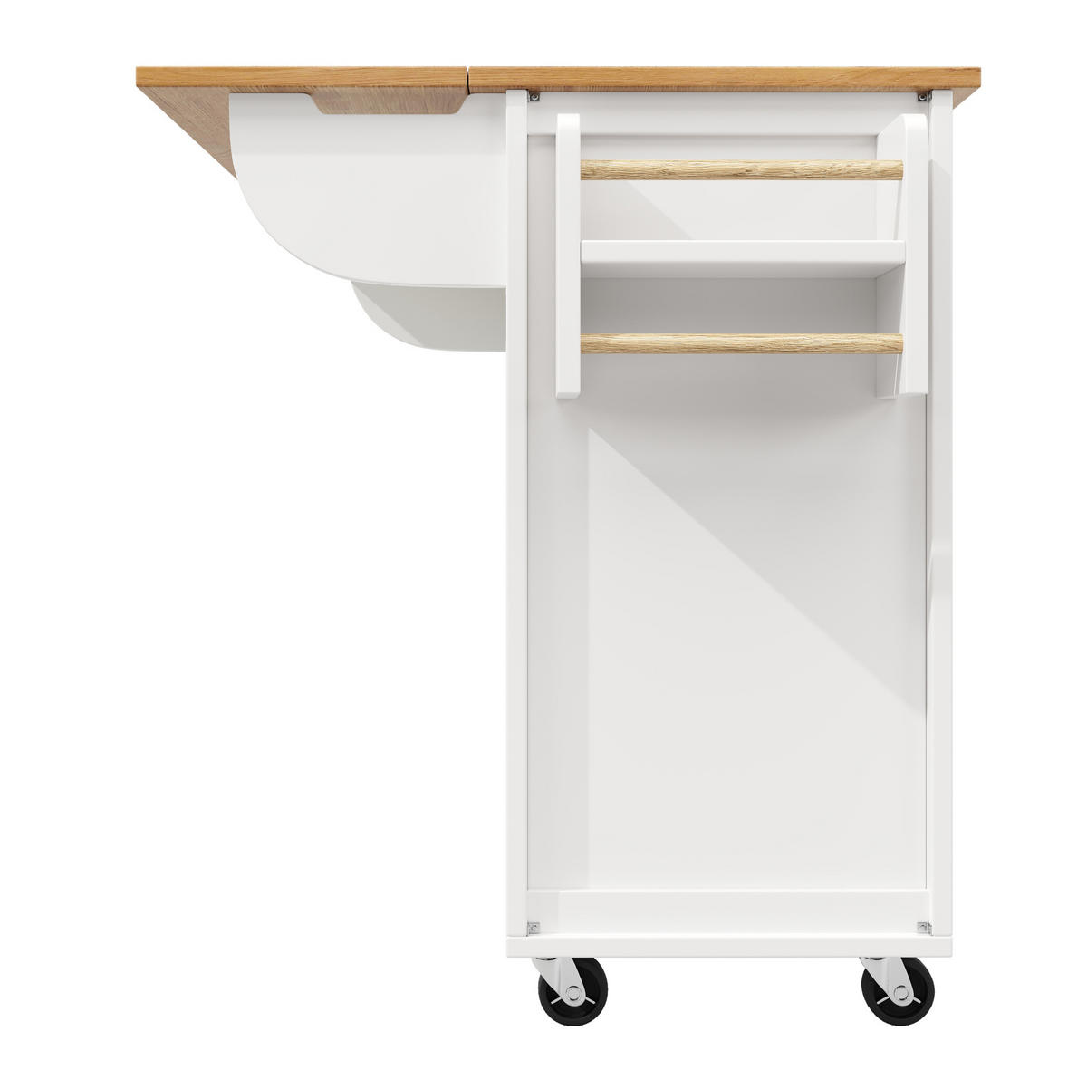 KÜCHENINSEL 137,9/92,2/73 cm Weiß aus MDF und Metall mit klappbarer Arbeitsplatte - Weiß, Holzwerkstoff (73/92.5/137.9cm) - OKMYHOME
