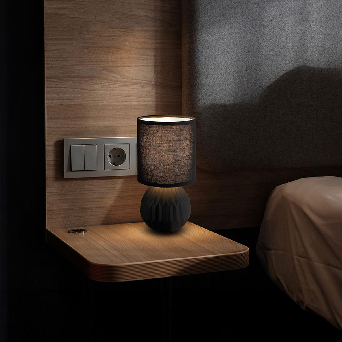 TISCHLEUCHTE Keramik Schwarz - Schwarz, Metall (12/12/23cm) - Globo Lighting