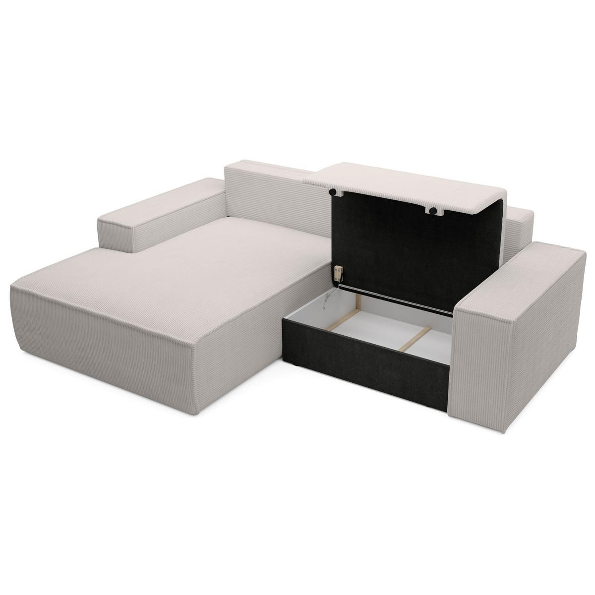 ECKSOFA Farese Mini mit Cordbezug Greige, links - Taupe/Schwarz, Textil (240/167cm) - Selsey