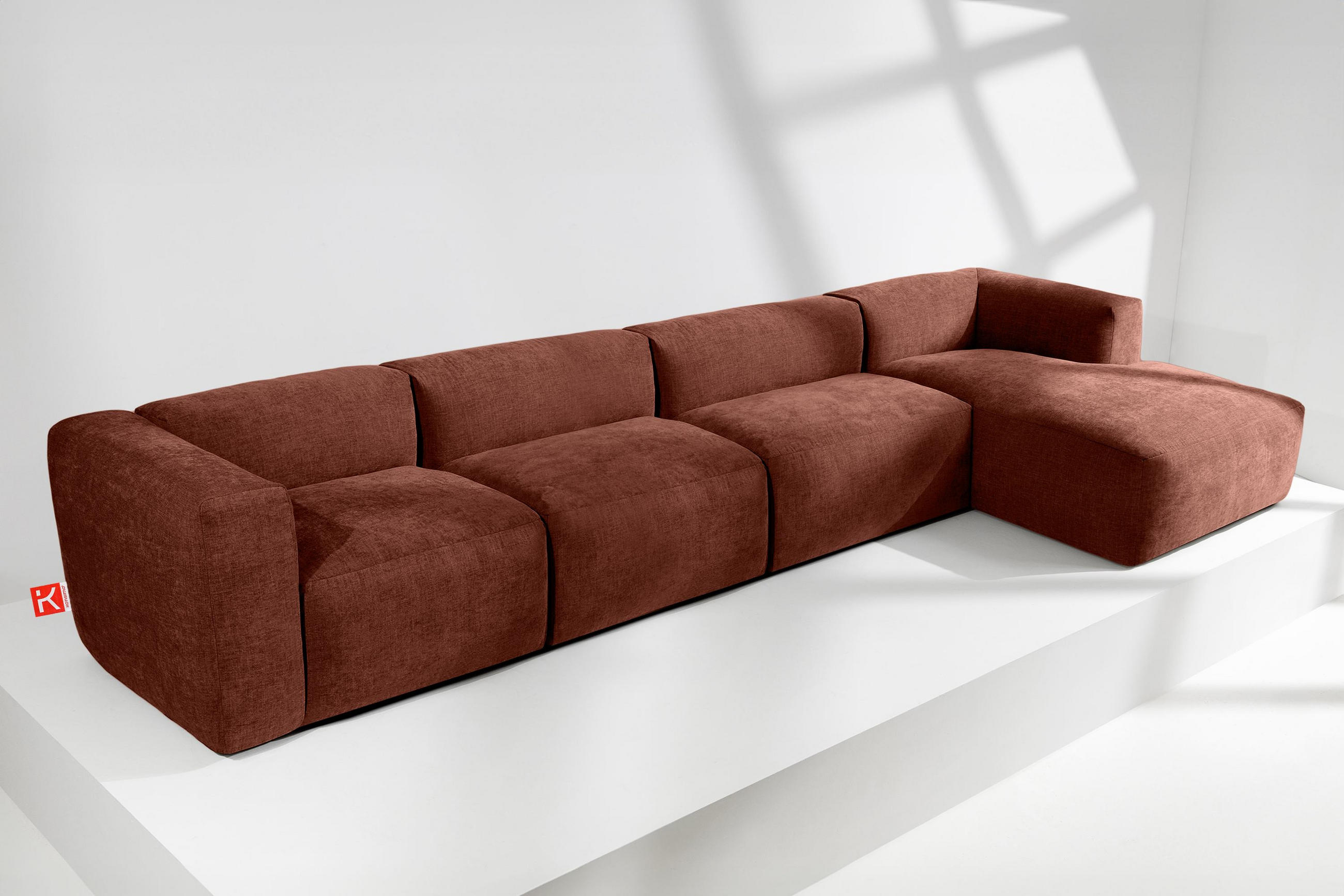 Thumbnail - Konsimo® Eckmodulsofa-Rechts, Dunkelorange, Textil, Eckteil,Freiform, 377x180 cm, Wohnzimmer, Sofas & Couches, Wohnlands...