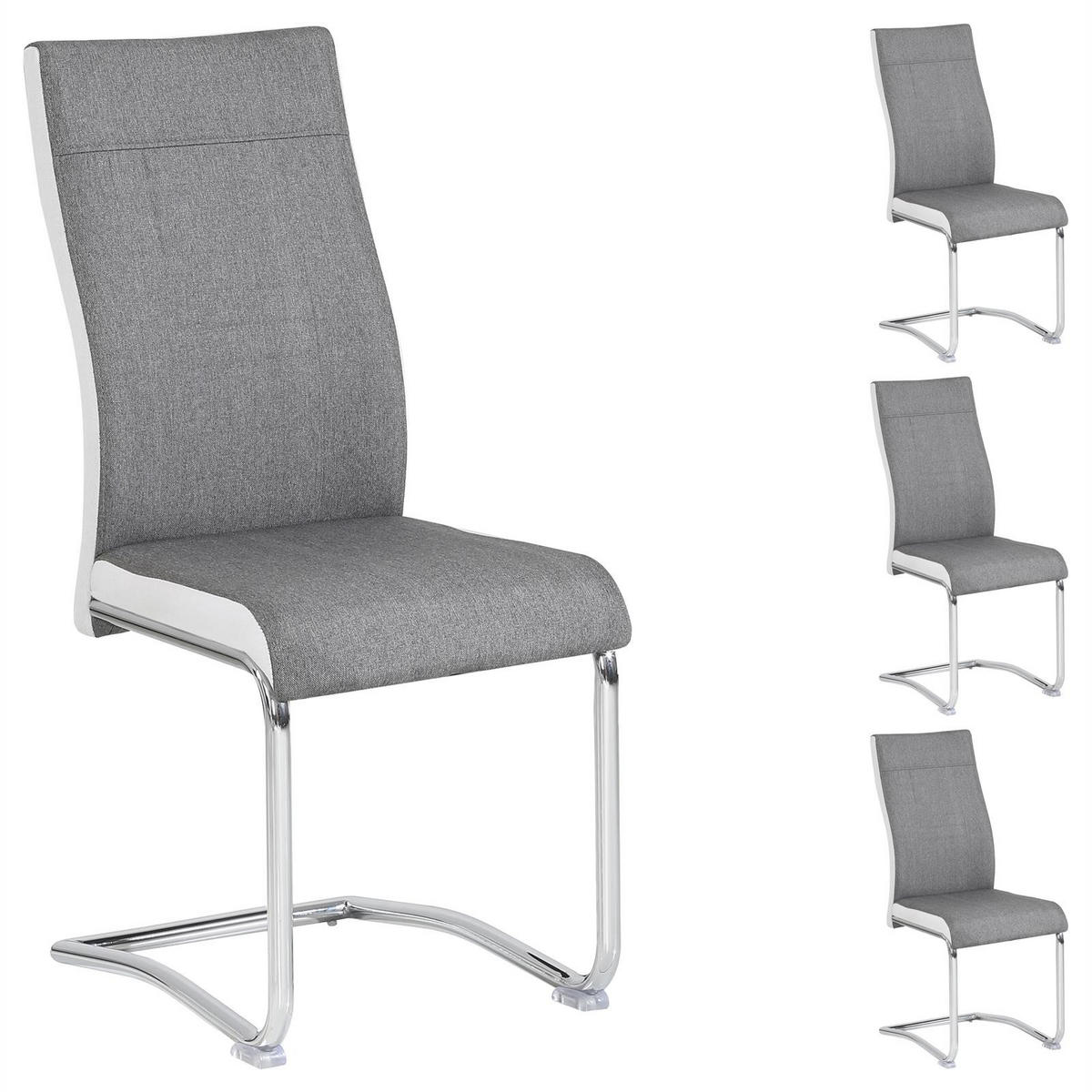 ESSZIMMERSTUHL ALBA 4ER-SET - Weiß/Grau, Textil (44/98/54cm) - CARO-Möbel