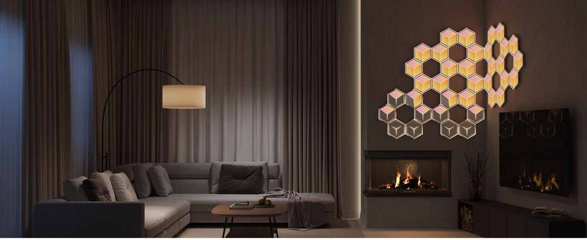 WANDLEUCHTE Glide Hexagon Light Panels Ultra RGBICW, 7er-Set - Multicolor, Kunststoff (17.8/1.3/20.4cm) - Govee