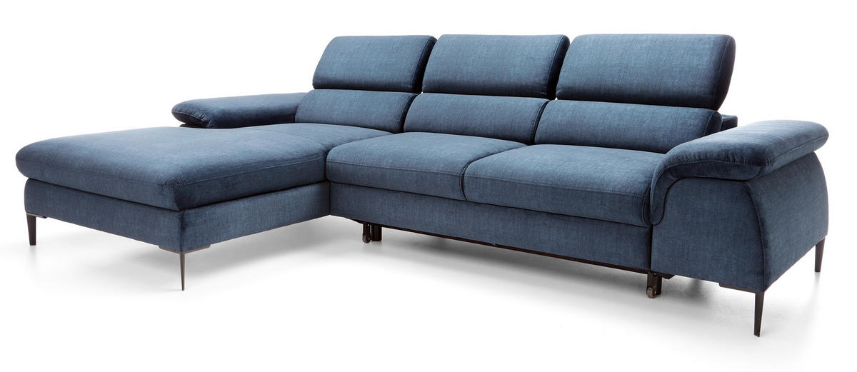ECKSOFA L-Form 290 cm Amaro M mit Schlaffunktion, Links, Dunkelblau - Dunkelblau, Holz (288/182cm) - Emporius
