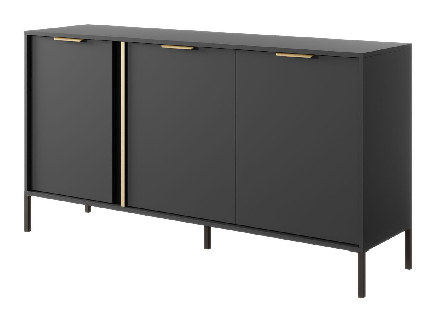 SIDEBOARD Lars anthrazit / gold 153,1 / 39,5 / 81,4 cm - Anthrazit, Holz/Holzwerkstoff (153.1/81.4/39.5cm) - Feldmann-Wohnen
