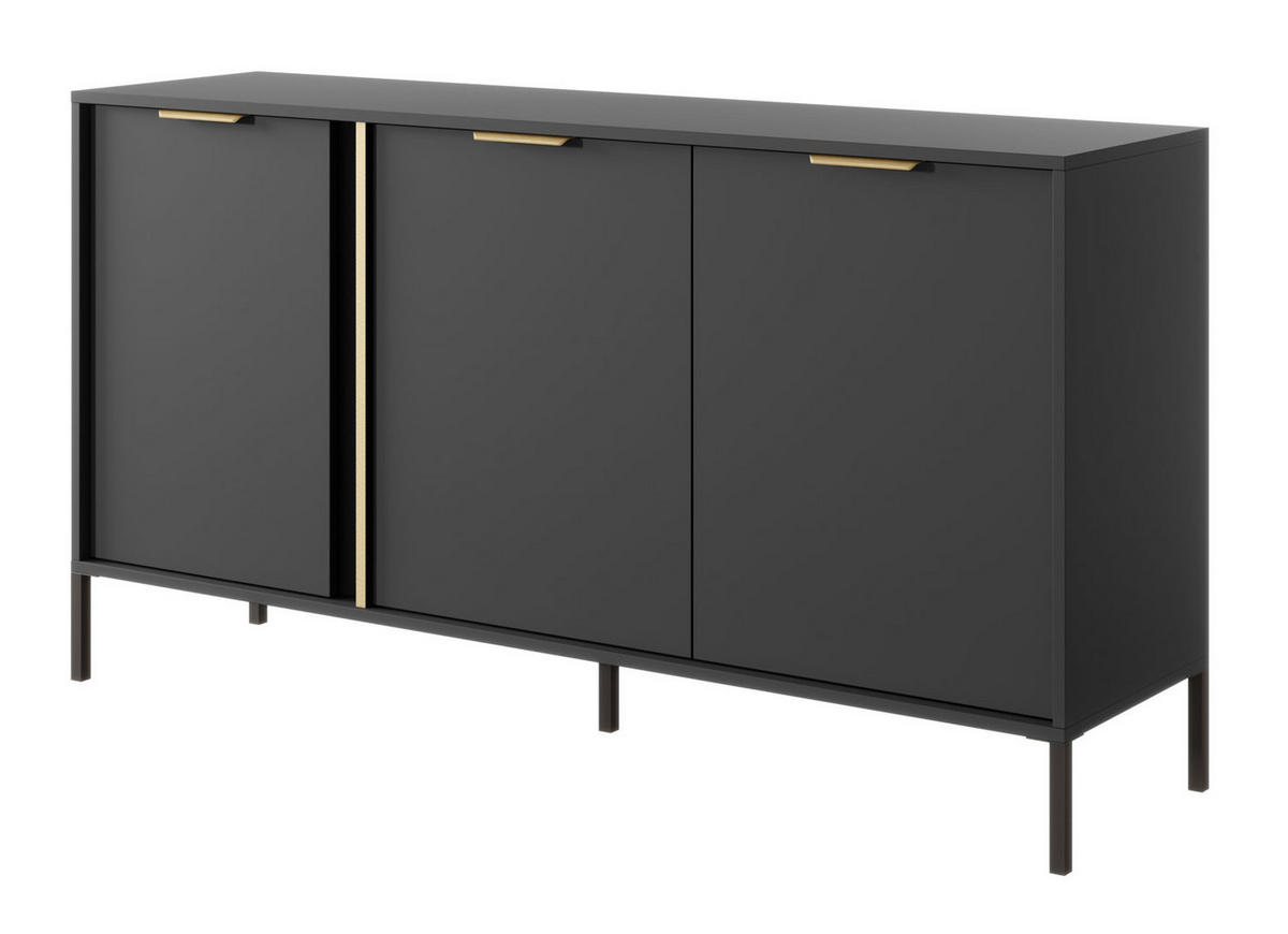 SIDEBOARD Lars anthrazit / gold 153,1 / 39,5 / 81,4 cm - Anthrazit, Holz/Holzwerkstoff (153.1/81.4/39.5cm) - Feldmann-Wohnen