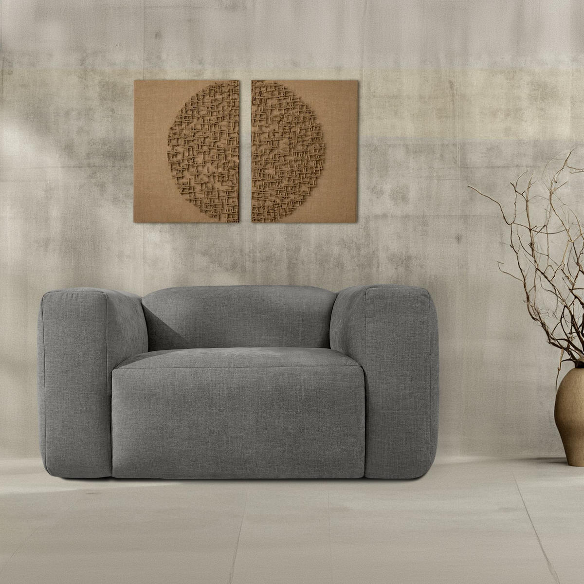 SESSEL BUFFO , Aschgrau - Greige, Textil (130/73/96cm) - KONSIMO®
