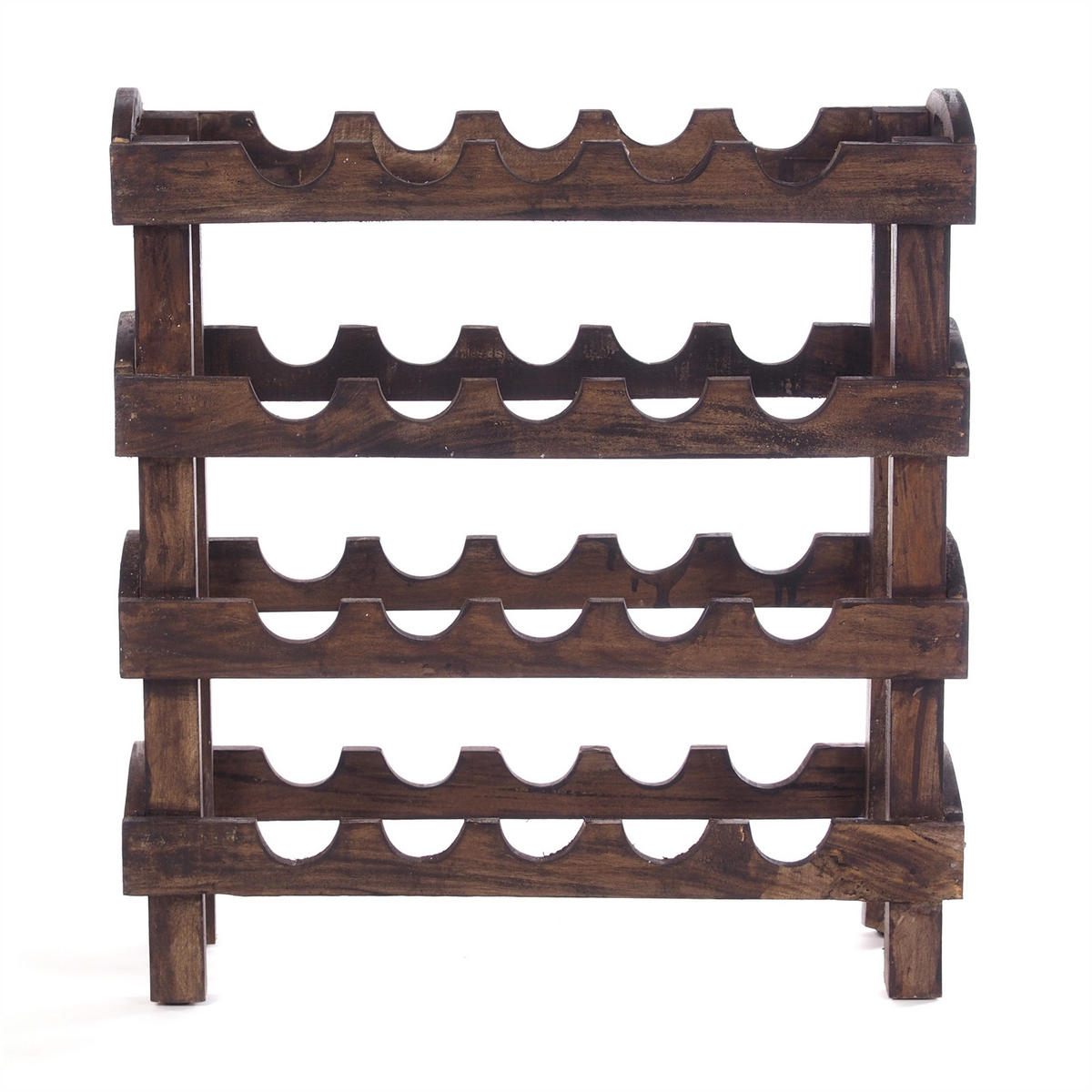 FLASCHENREGAL RUSTIC Massivholz, für 20 Flaschen 03 dunkelbraun - Dunkelbraun, Holz (60/66/23cm) - DESIGN DELIGHTS