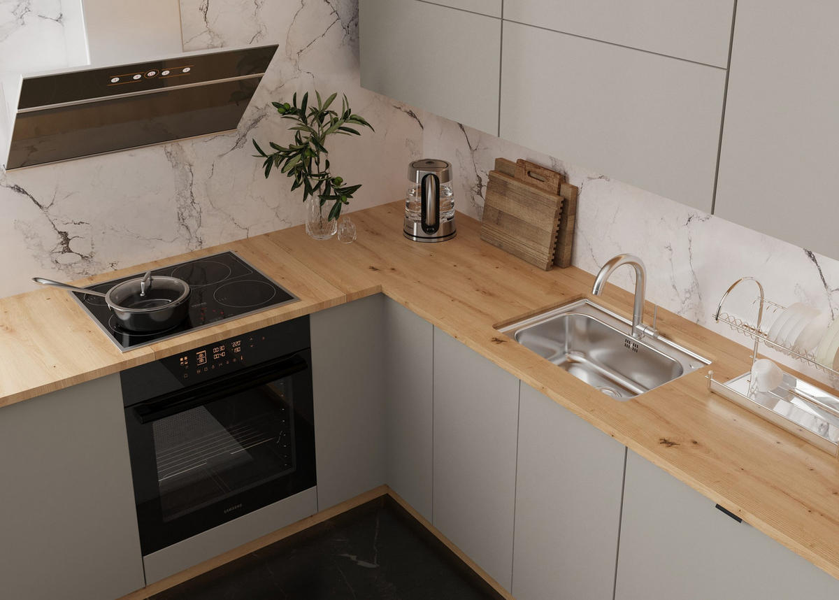 WINKELKÜCHE 330 x 210 cm Aspen K53-M330 - Beige, Holz (330/212/210cm)