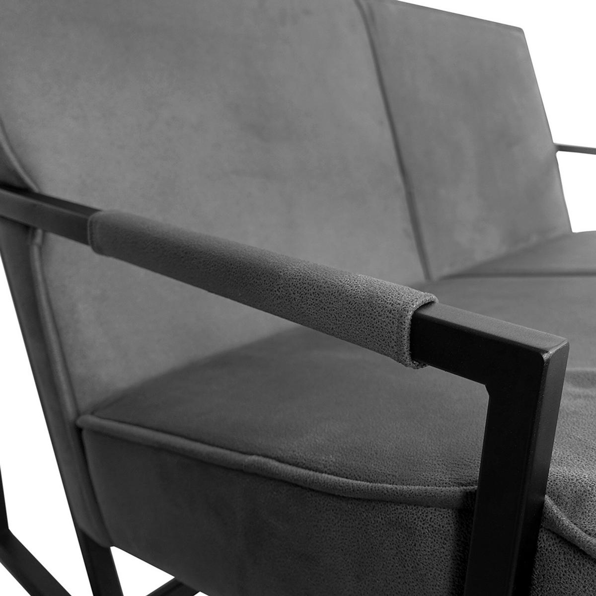 2-SITZER SOFA - Strukturstoff - Grau, Textil/Metall (125/74/82cm) - home24