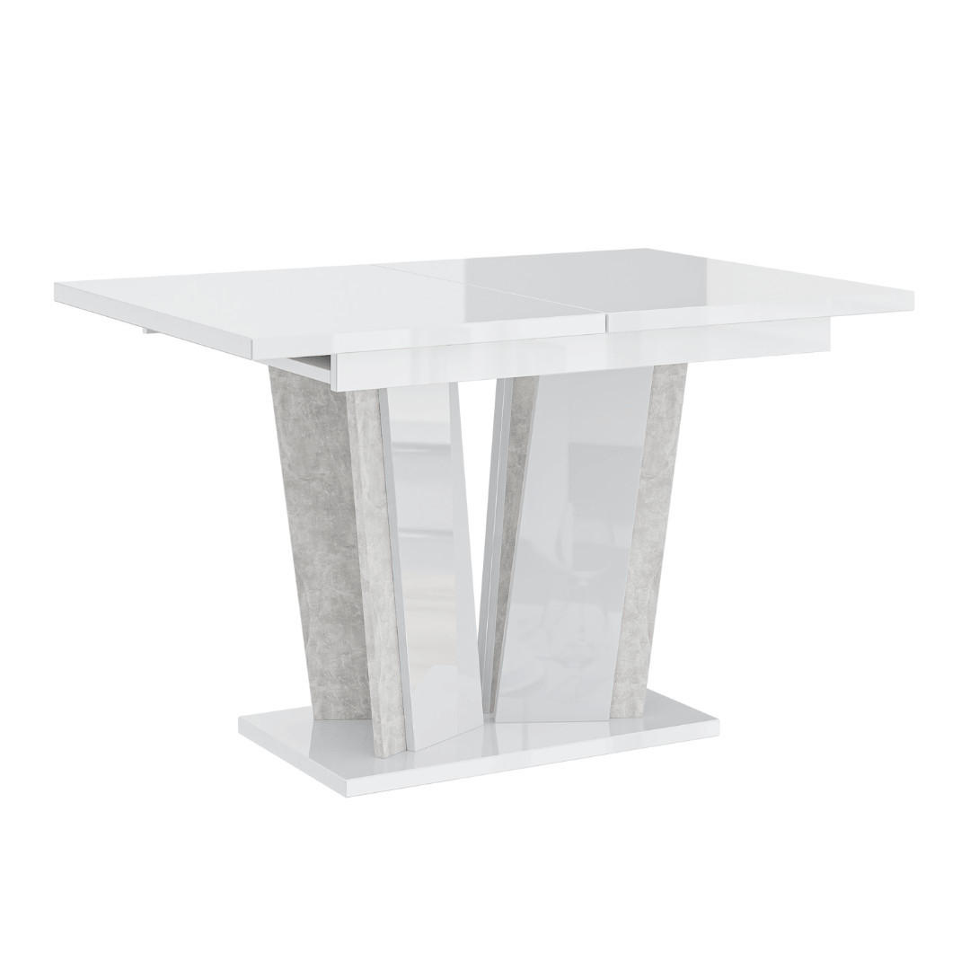 ESSTISCH Ausziehbar 120 - 160 cm Weiß Hochglanz und Grau Betonoptik - Weiß Hochglanz/Grau, Holzwerkstoff (120/80/75cm) - PROSPERO