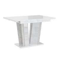 ESSTISCH Ausziehbar 120 - 160 cm Weiß Hochglanz und Grau Betonoptik - Weiß Hochglanz/Grau, Holzwerkstoff (120/80/75cm) - PROSPERO