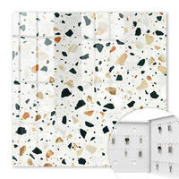 SCHLÜSSELBOX Weiß 30x30 cm – Türöffnung nach rechts - Terrazzo-Muster - Grau, Metall (30/30/5cm) - TULUP