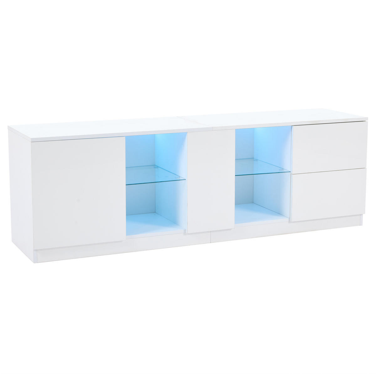 TV-ELEMENT mit LED 160 x 40 x 52 cm Weiß Hochglanz - Weiß, Holzwerkstoff (40/52/160cm) - Beauniv