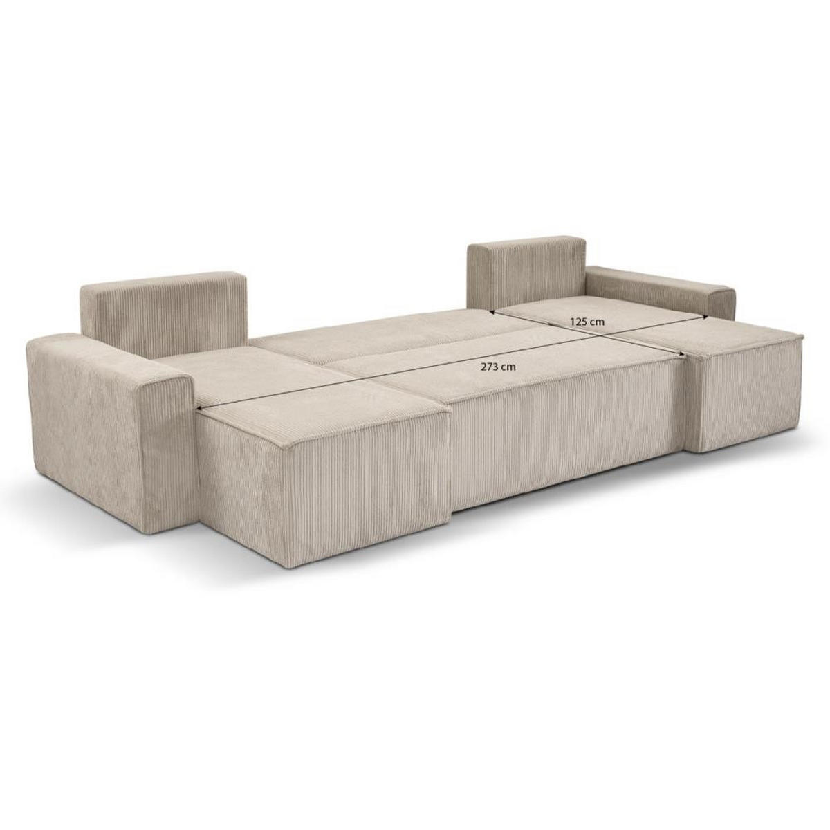 WOHNLANDSCHAFT Hektor U mit Schlaffunktion cappuccino - Beige, Textil (318/94/152cm) - Beautysofa