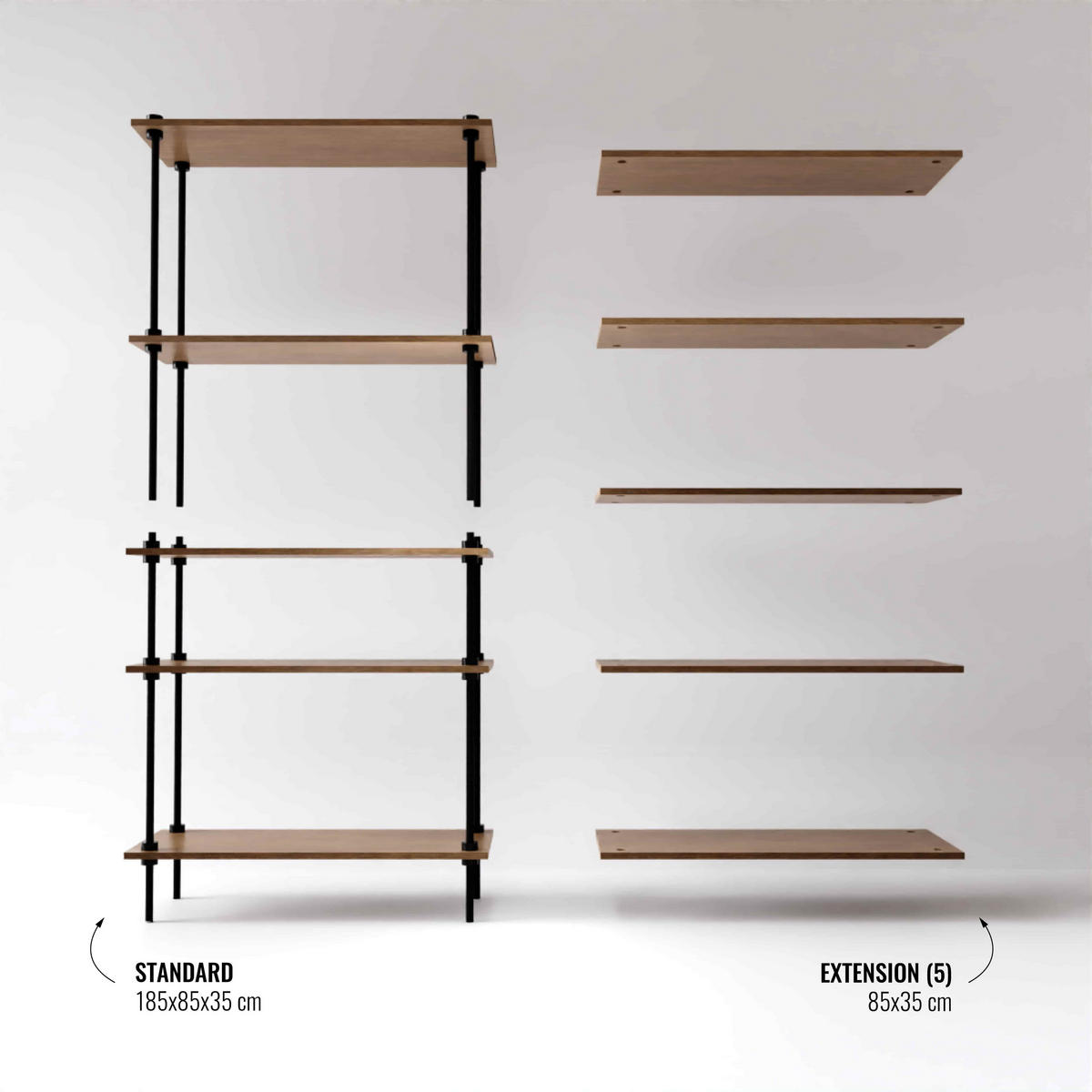 REGALSYSTEM mit Standregal 92,5x235x35 - Eiche San Remo, Metall (235/92.5/35cm) - AR Shelving