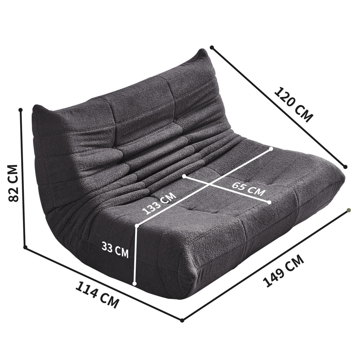 SITZSACK in Grau Indoor-Relaxsessel mit Hochelastischer Schwamm, Leicht zu bewegen - Grau, Textil (149/82/114cm) - STILVORA