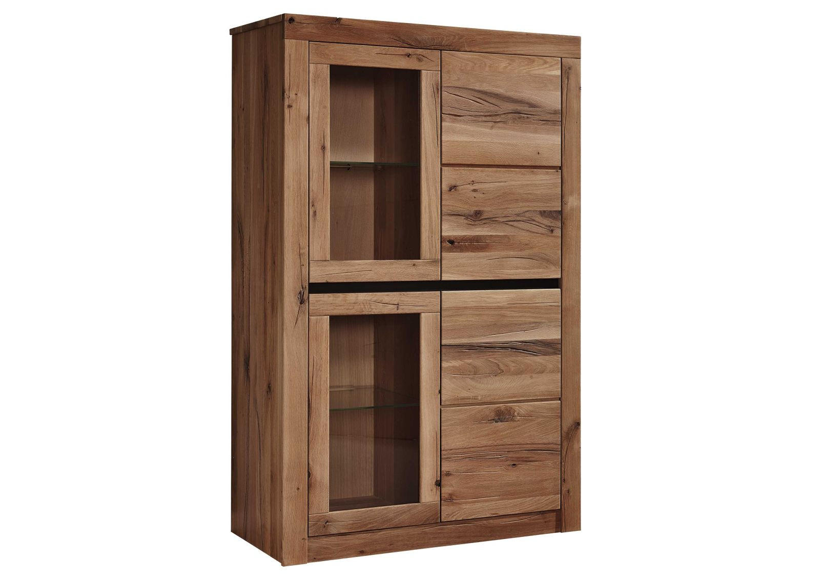 VITRINE Wild-/Zerreiche 95x42x150 Tabacco brown geölt MONTREUX #302 - Braun, Holz (95/150/42cm) - Massivmoebel24