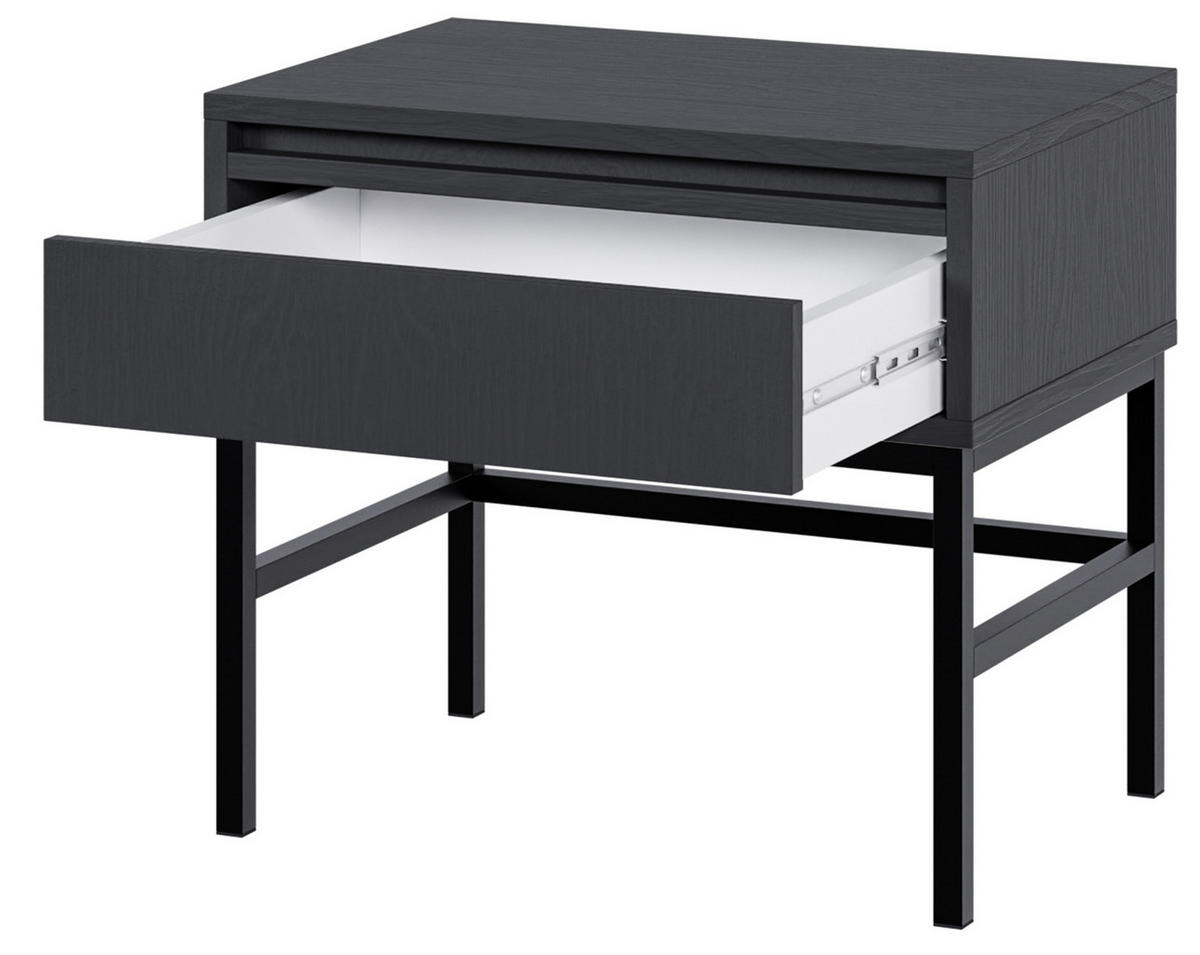 NACHTSCHRANK Evo Schwarz mit Metallgestell 50 cm - Anthrazit/Schwarz, Holzwerkstoff/Metall (50/44/34cm) - Selsey