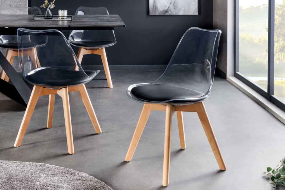 STUHL SCANDINAVIA MEISTERSTÜCK Kunstleder Transparent 80 cm - Transparent/Schwarz, Holz/Kunststoff (47/81/53cm) - riess-ambiente