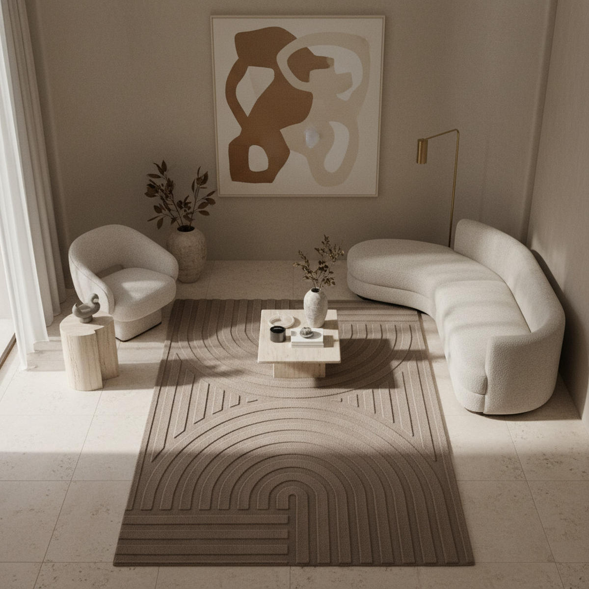 TEPPICH Kurzflor Bohemian Modern Waschbar Schlafzimmer Strapazierfähig Beige 140x200 cm – LAVAREDO - Beige, Textil (140/200cm) - KADIMA DESIGN