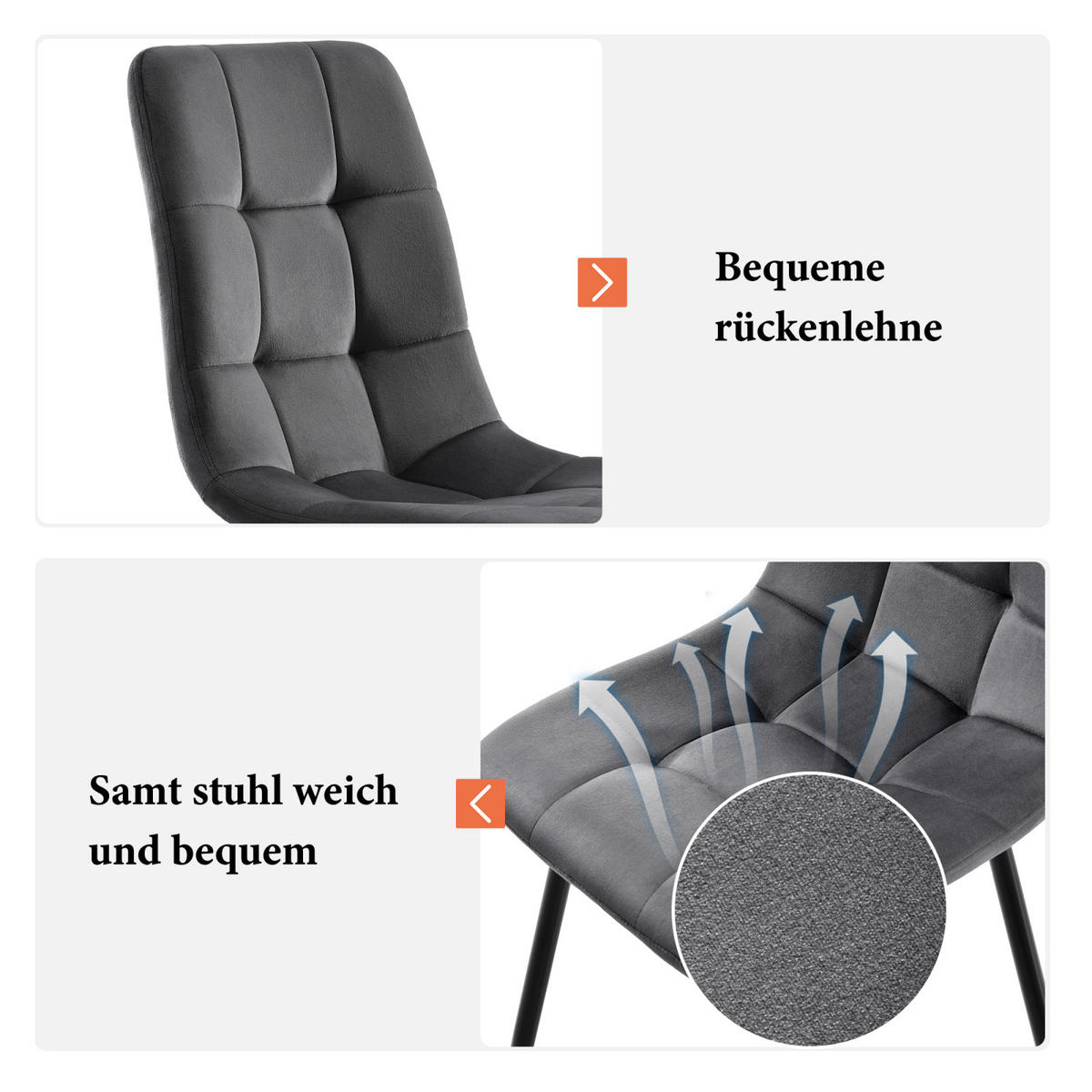 ESSZIMMERSTUHL 4er Set, Grau - Grau, Metall (41/86/44cm)