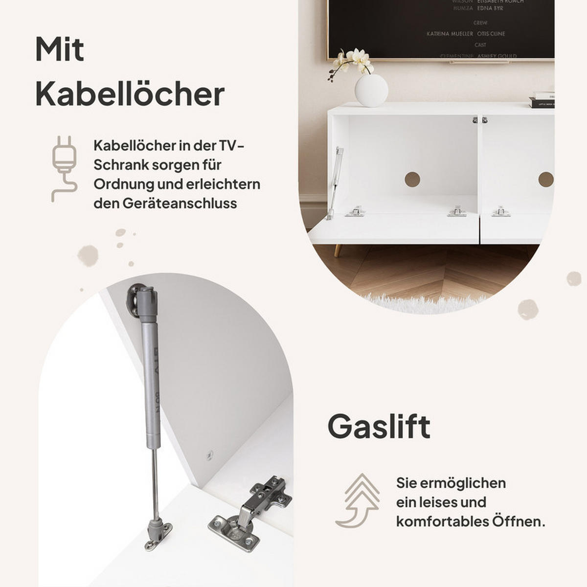 TV-LOWBOARD ANGEL Weiß stehend mit LED-Beleuchtung 100 cm - Weiß, Holzwerkstoff (100/49/40cm) - Idohome