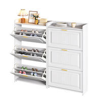 SCHUHSCHRANK mit Klappen 70/24/120 cm, 2er-Set in Weiß, platzsparend - Weiß, Holzwerkstoff (140/120/24cm) - BEAOK