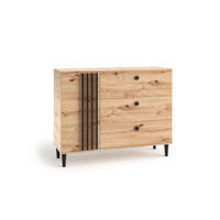 KOMMODE ARTIANO 120/92,5/40cm mit 3 Schubladen 1 Türen Eiche Artisan - Eiche Artisan, Holzwerkstoff (120/92.5/40cm) - MASSENO