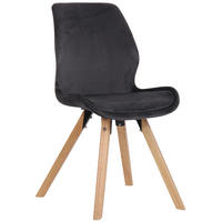 STUHL Samt dunkelgrau - Eukalyptusholzfarben/Dunkelgrau, Holz/Textil (49/87.5/58cm) - CLP