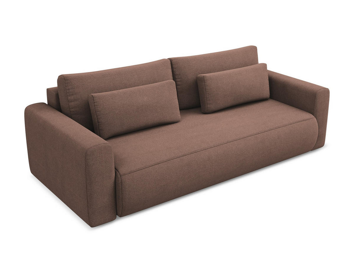 3-SITZER SOFA mit Schlaffunktion Strukturstoff Stoff Pink - Pink/Hellrosa, Kunststoff/Textil (238/82/105cm) - Makamii