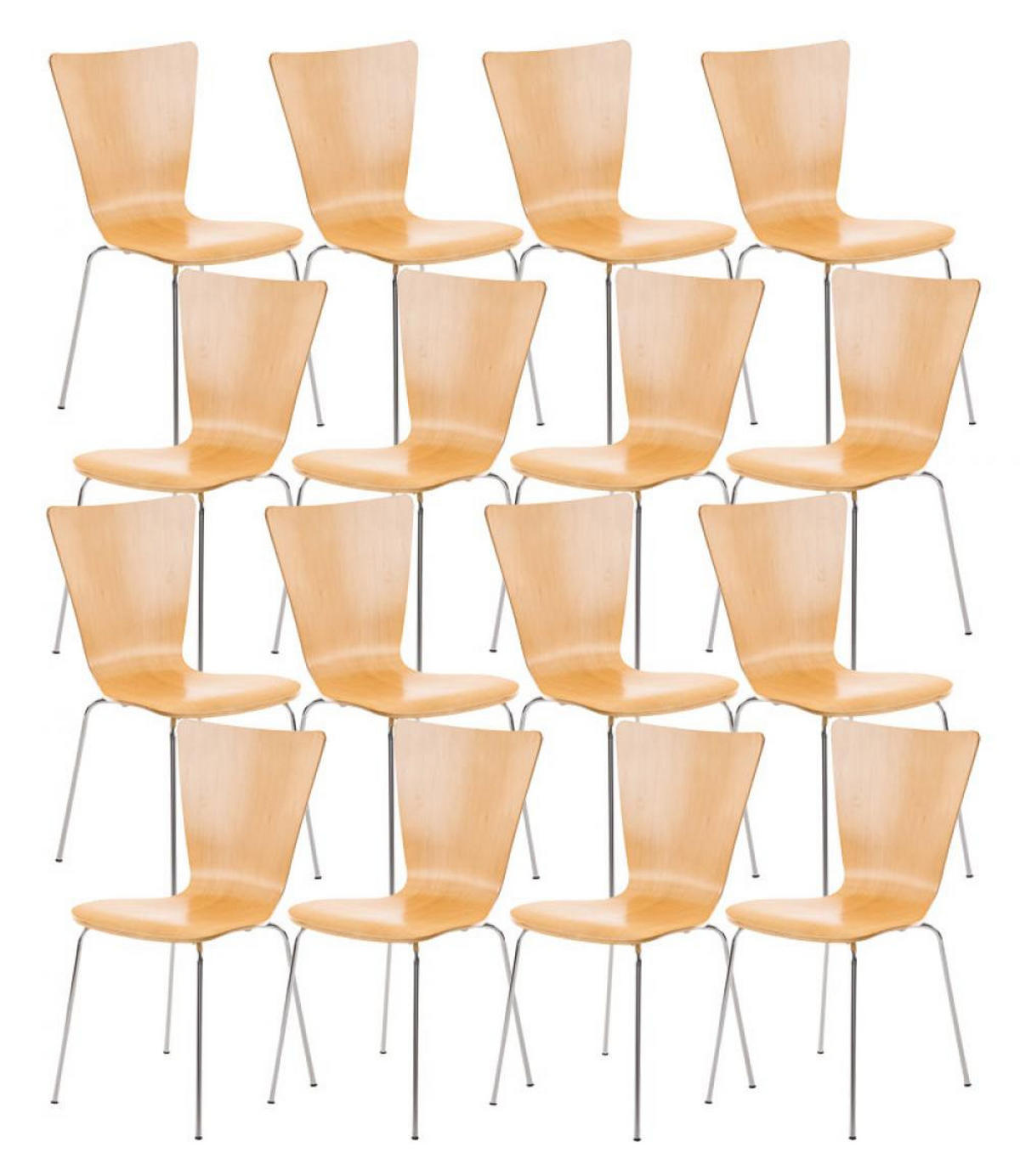 BESUCHERSTUHL 16er Set Holz natura - Eukalyptusholzfarben, Holz/Metall (43/84/50cm) - CLP
