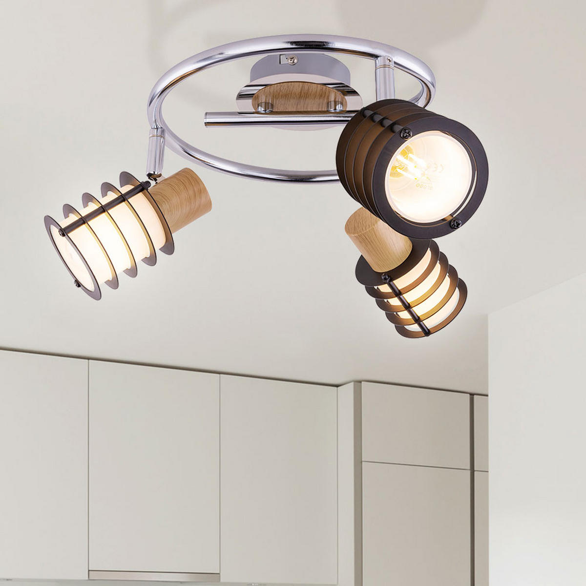 LED DECKENLEUCHTE VICI Silber Metall Glas - Silberfarben, Holz (25/25/14.5cm)