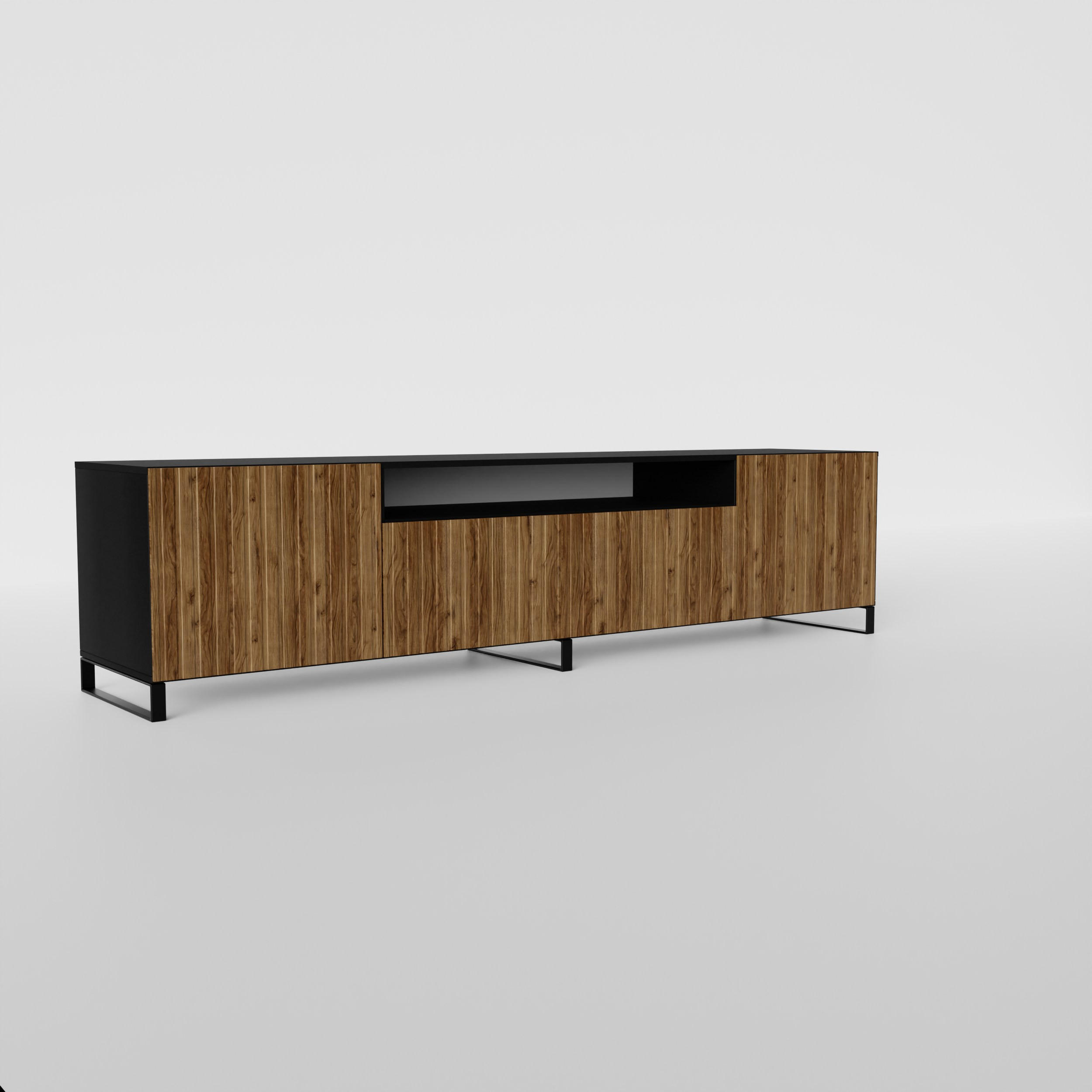 Masseno Lowboard Schwarz, Eiche 200x41x40 cm