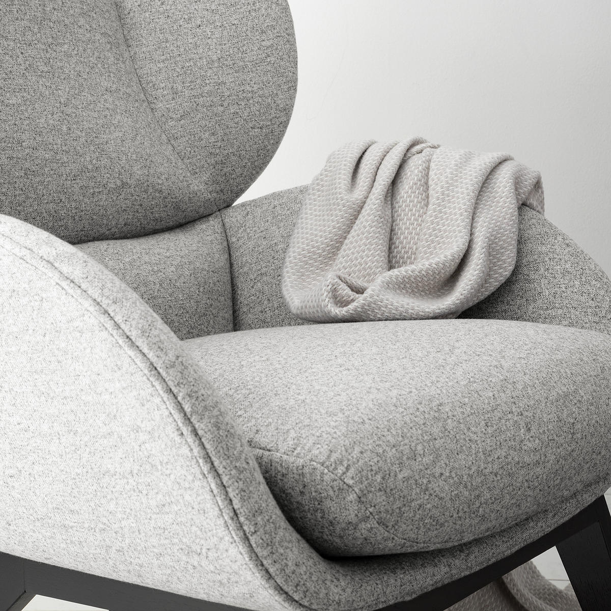 SESSEL - Hellgrau/Schwarz, Eichenholz/Textil (82/102/90cm) - home24