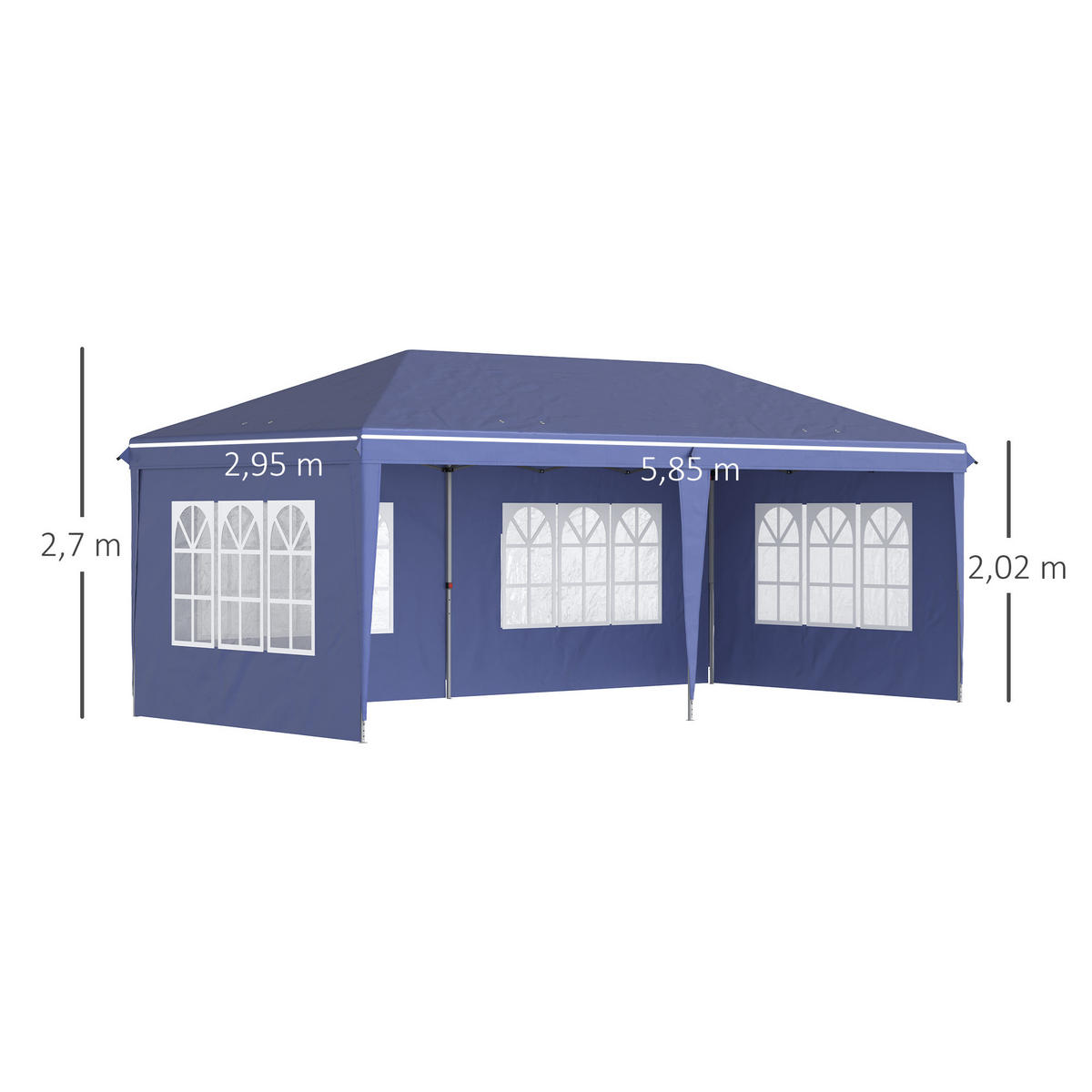 FALTPAVILLON, Weiß, Stahl, Polyester - Blau, Metall (295/270/585cm) - Outsunny