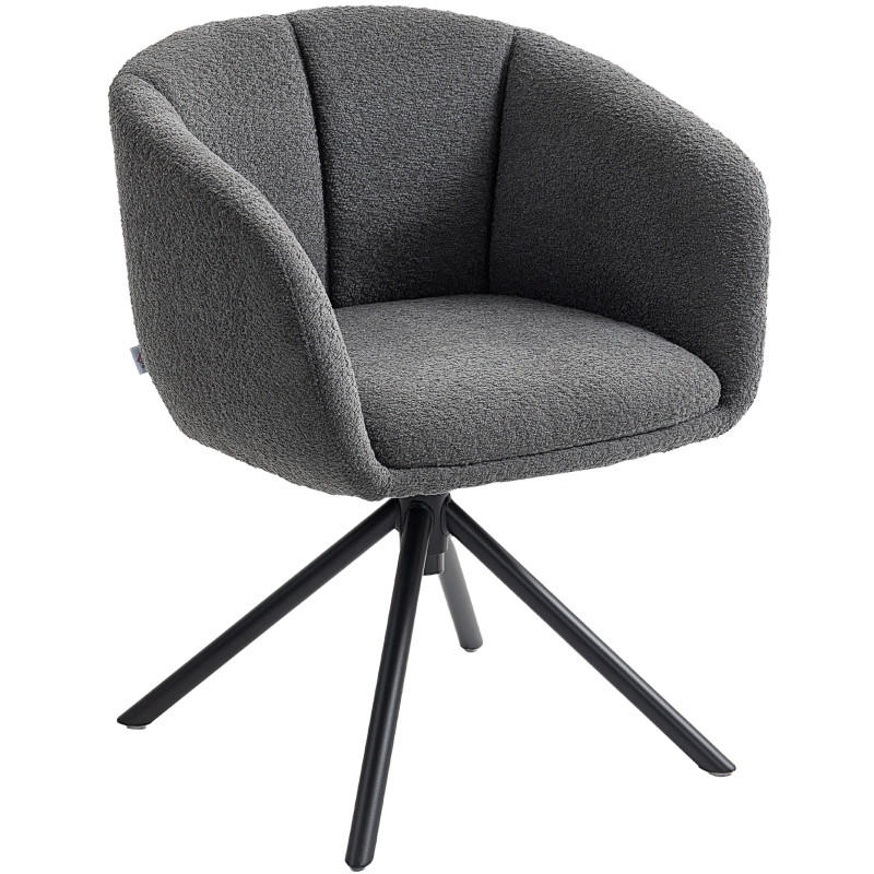 SESSEL Leinen Grau drehbar - Grau, Textil/Metall (58.5/78.5/59cm) - WISHDOR