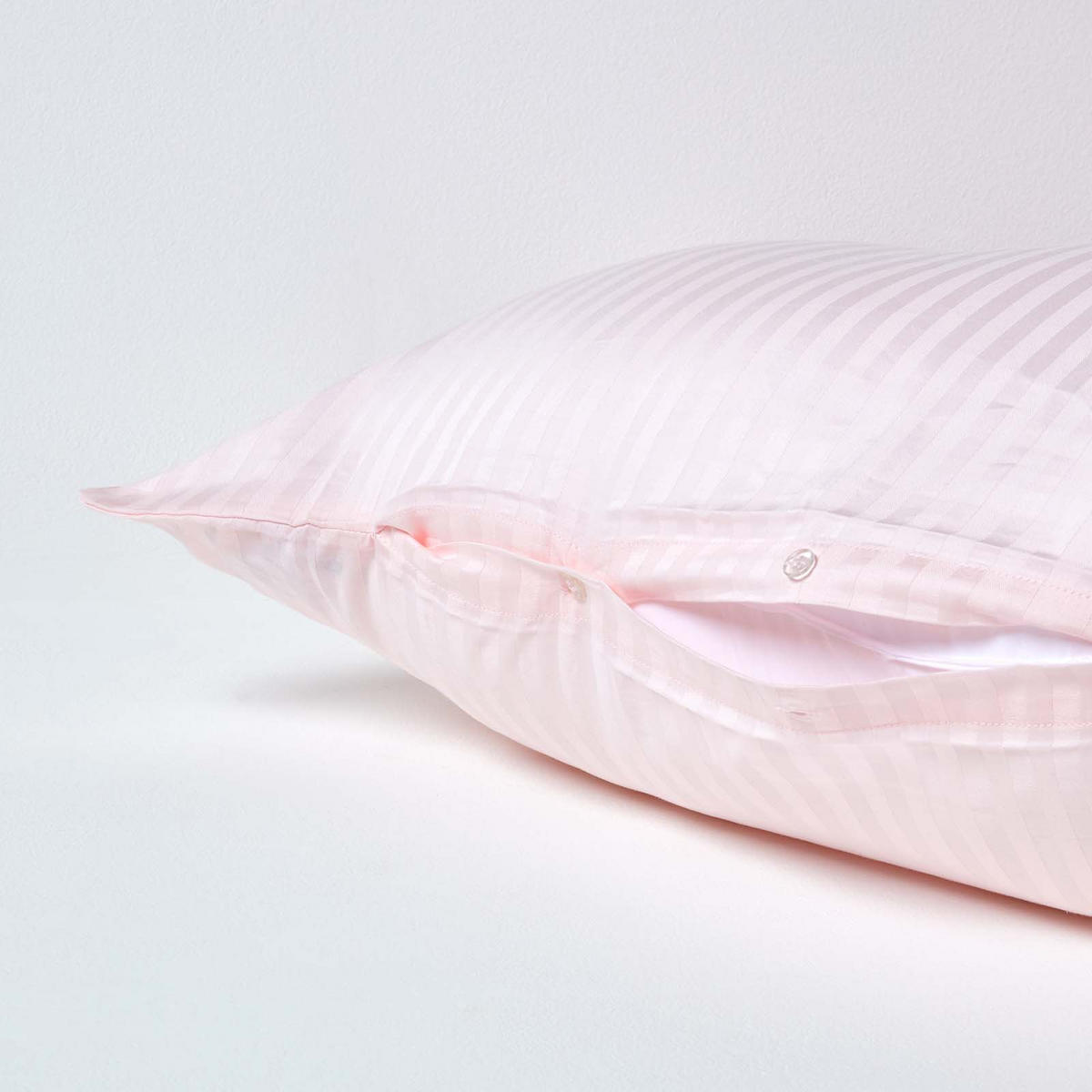 KISSENBEZUG für V-Form-Kissen, Damast-Streifen, Fadendichte 330 - Rosa, Textil (38/76cm) - Homescapes