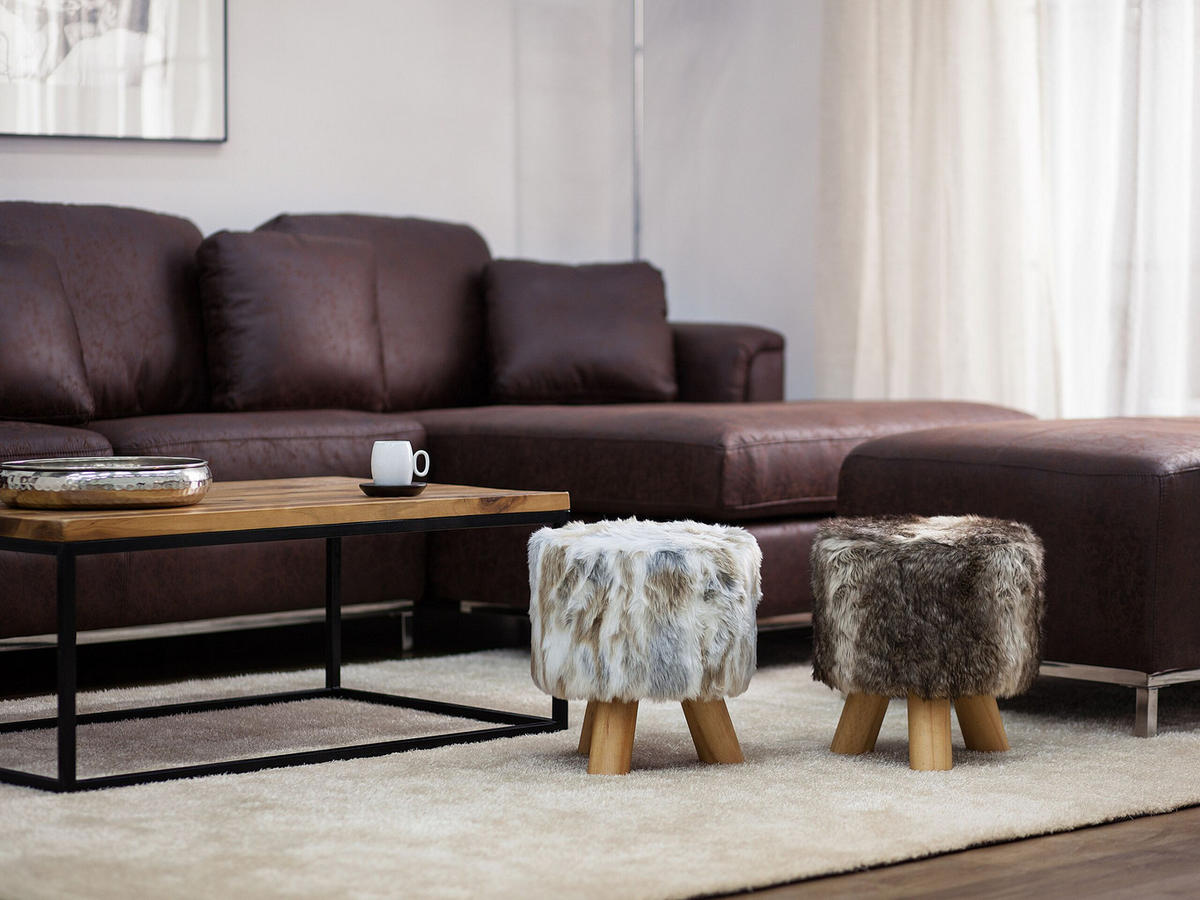 HOCKER Topeka 33/33/35 cm - Braun, Kunststoff/Textil (33/35/33cm) - Beliani